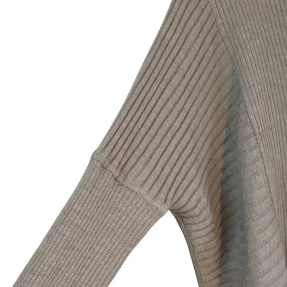 All Saints taupe Keld Olivo oversized V-neck asymmetrical sweater size L - Picture 6 of 14